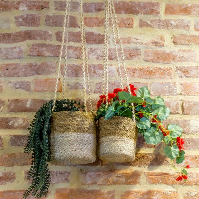 Creation Jute – wholesale Hanging planter – Jute Hanging Planter Pot (Set of 3) (6",5",4")0