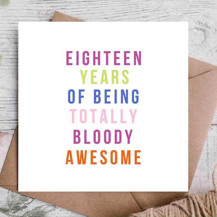 Eighteen Birthday Card for wholesale by Highgrove Cards