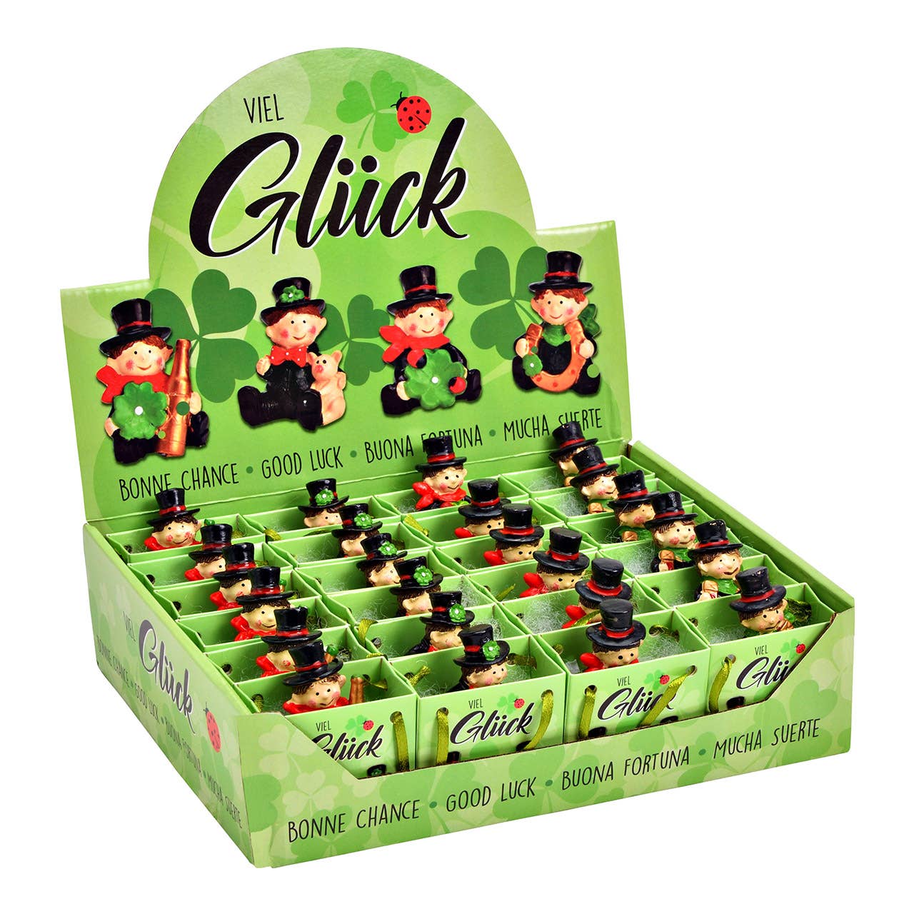 Wurm - Venta al por mayor Amuleto - Limpiador de chimeneas en bolsa de regalo de polietileno negro 4 veces, (A/A/P) 4x5x2cm en expositor de 24 unidades.2