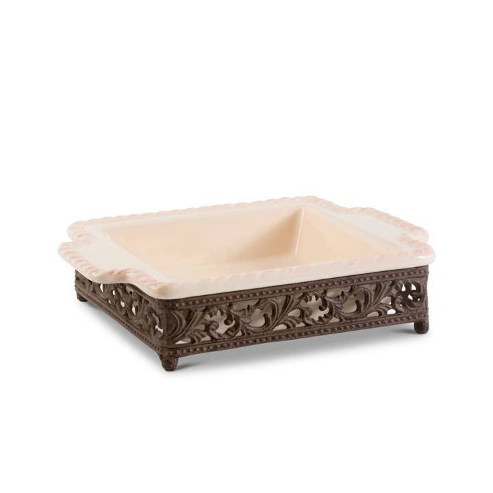 Acanthus Stoneware Square Baking Dish, 9" for wholesale by Park Hill Collection