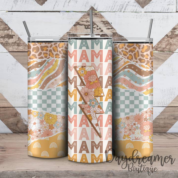 Muted Mama Lightning Bolt Tumbler for wholesale by Daydreamer Designs