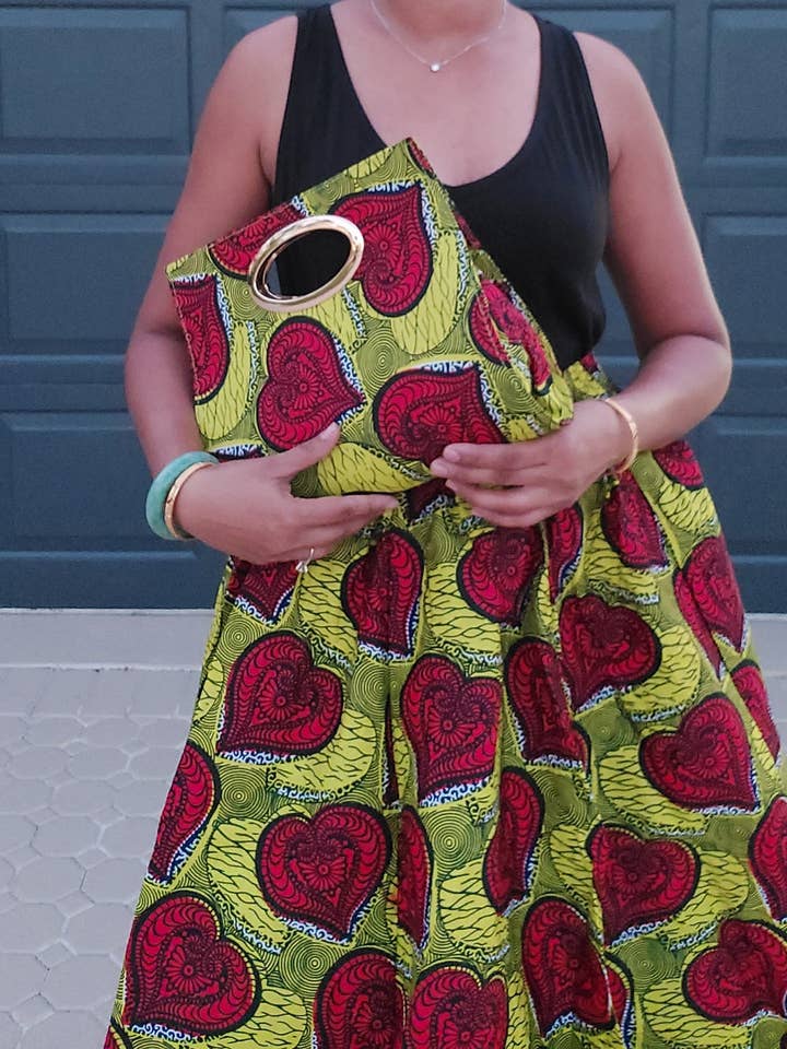 India Batik - Wholesale Top & Skirt Set - Women's - 1006 Combo-Women Mid Length Skirt & Pocketbook Set-Green0