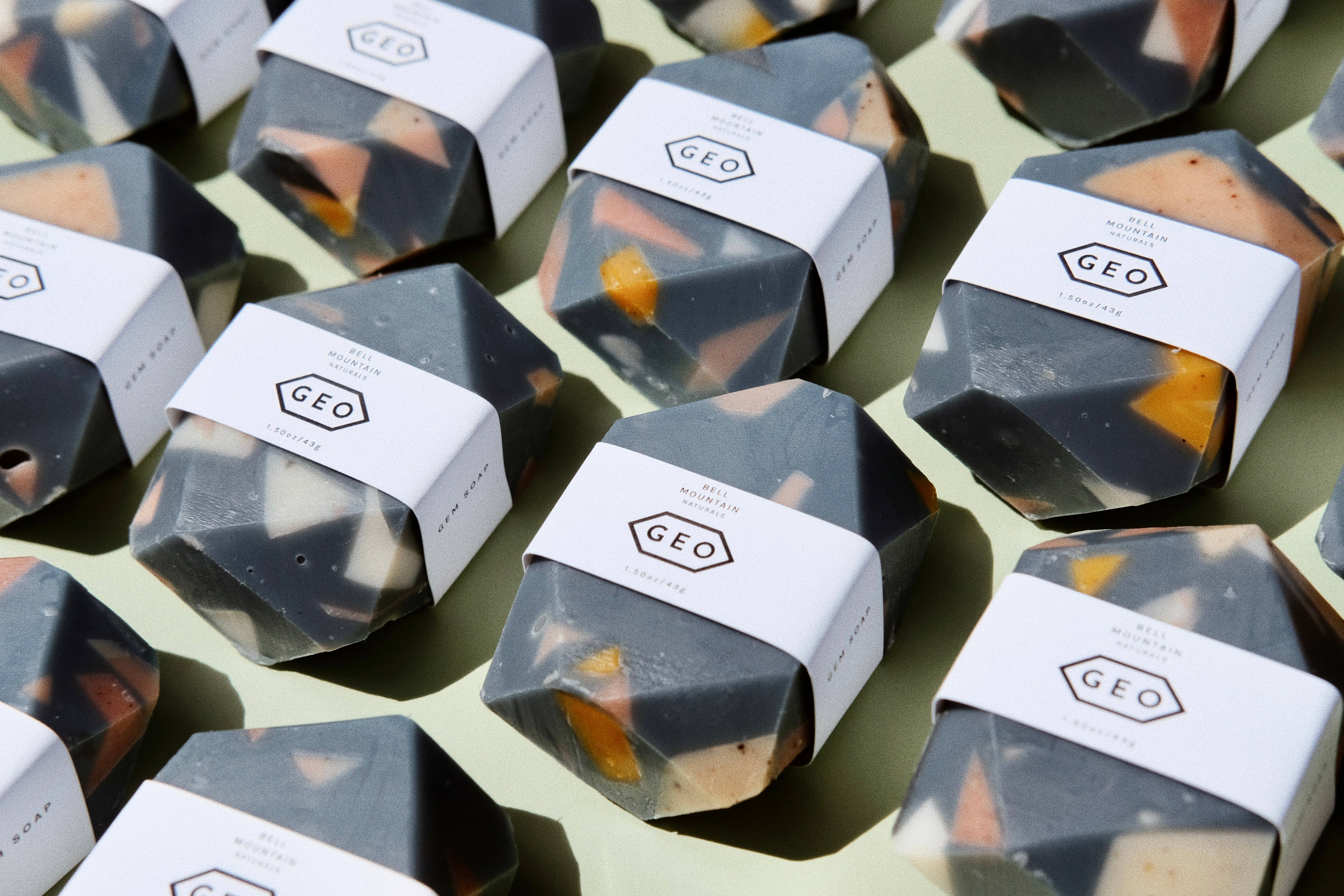 Bell Mountain Naturals - Wholesale Bar Soap - Terrazzo mini gem bar soap. Natural, sustainable, modern.3