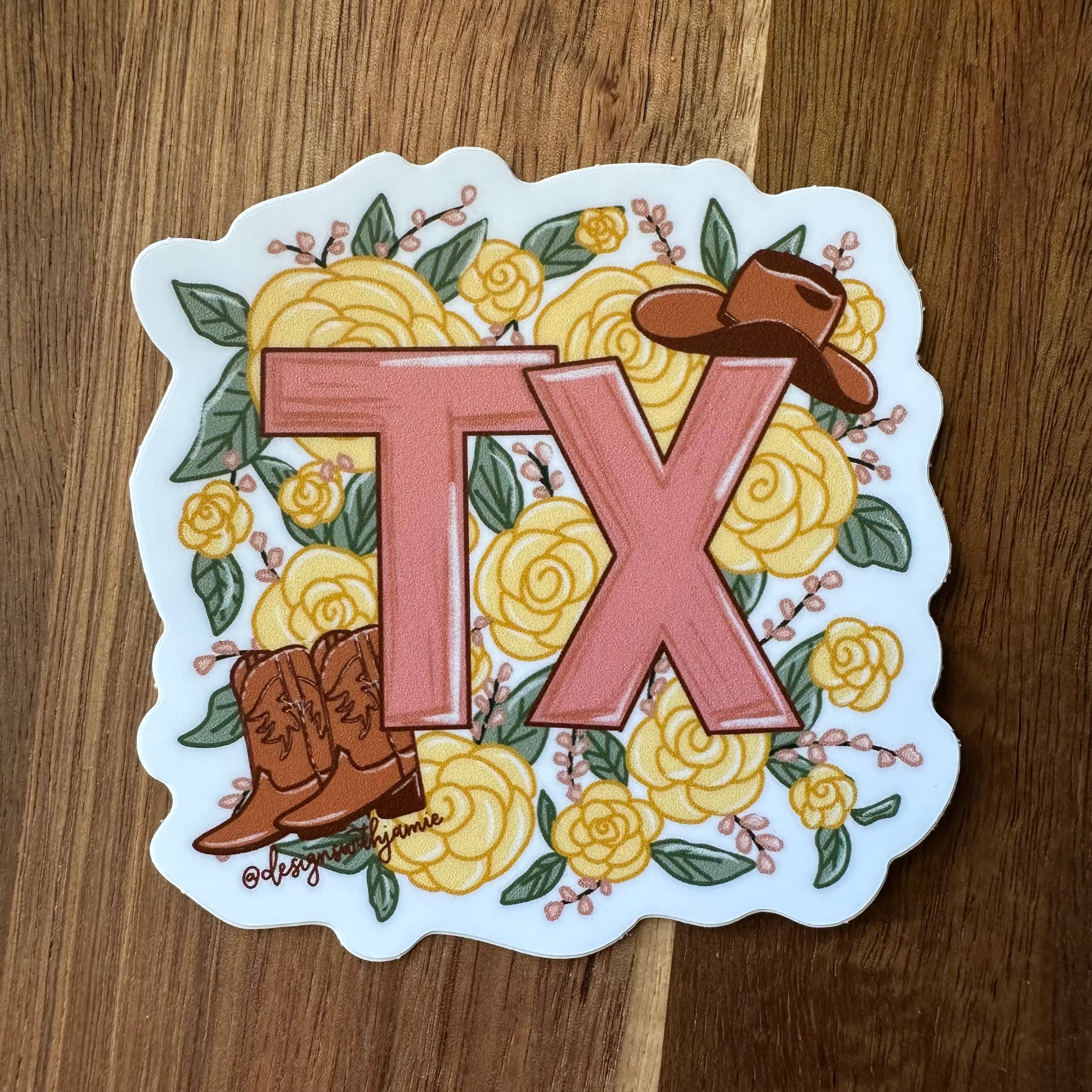 Designs with Jamie – wholesale Klistermärke – Texas gul ros klistermärke1