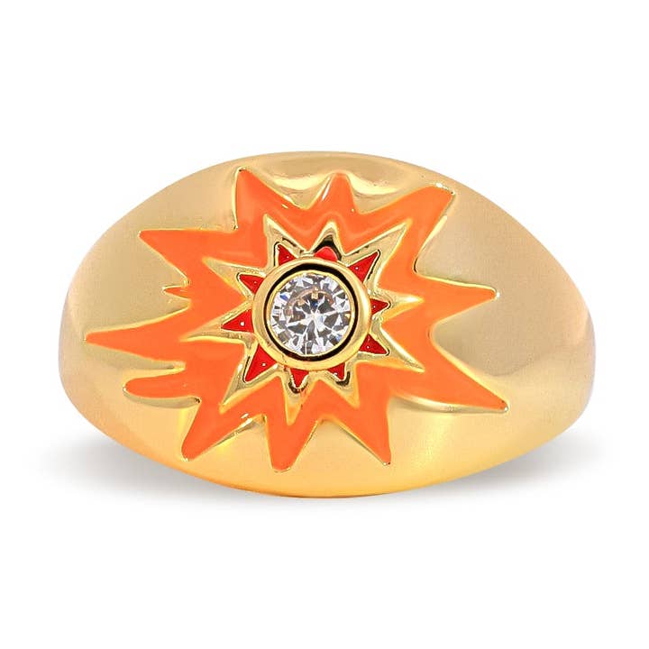 Bague émaillée ornée d'une étoile orange pour la vente par XUXA