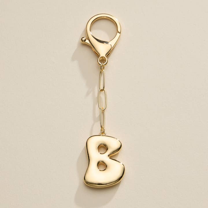 Frem - Wholesale Keychain - Women's - Gold and Silver Tone Bubble Letter Initial Keychain