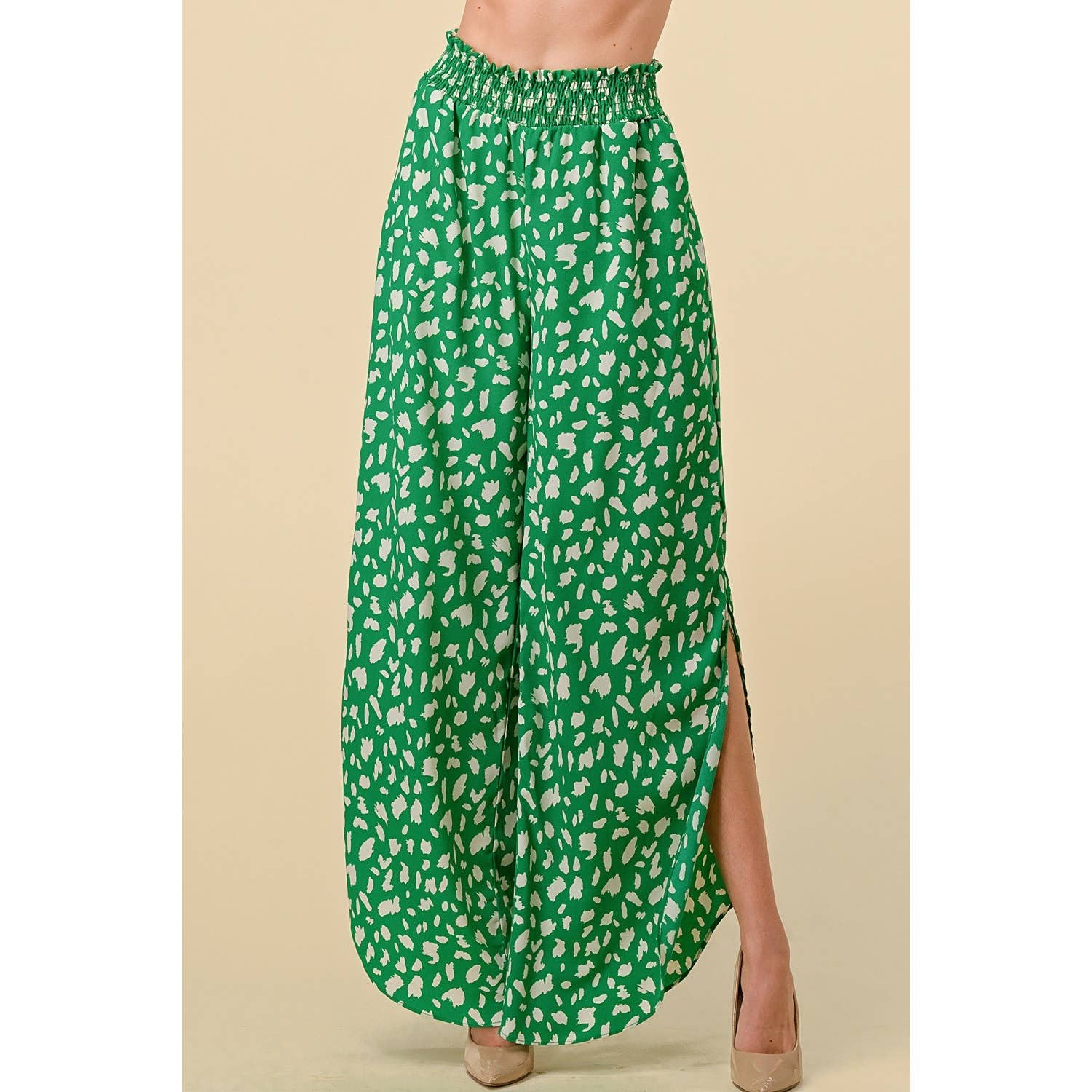 Curve Market - Wholesale Pants - Women's - PLUS SIZE ROUND HEM SIDE SLIT WIDE PANTS16