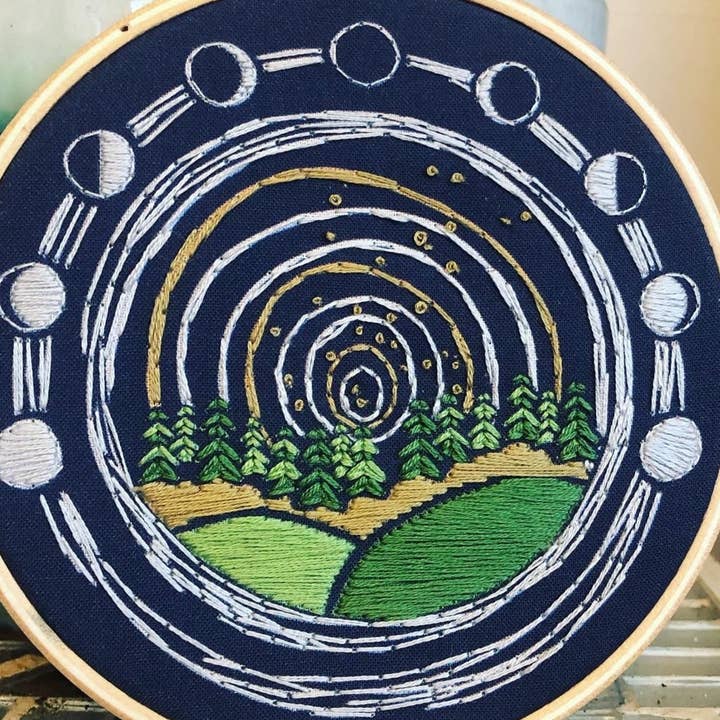 Tangled Up In Hue - Wholesale Embroidery/Cross Stitch Supplies - DIY Stitch Kit - Moon Over Midwest - Embroidery Kit