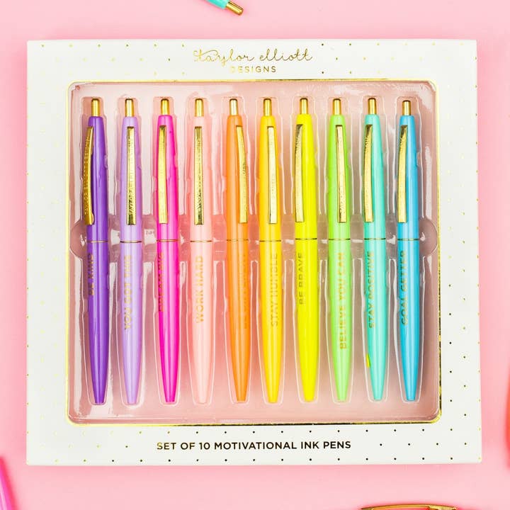 Taylor Elliott Designs - Wholesale Pen - Pen Set - Motivational - Asst Colors - 10 Piece Set1