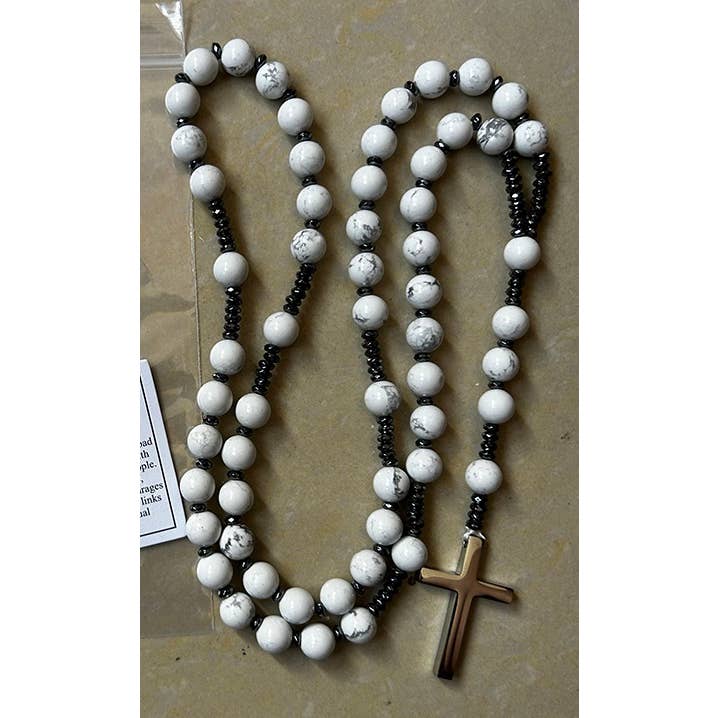 Namu Baru Inc. - Vente Collier de prière en perles - Chapelet en howlite - Perles de prière - 8 mm4