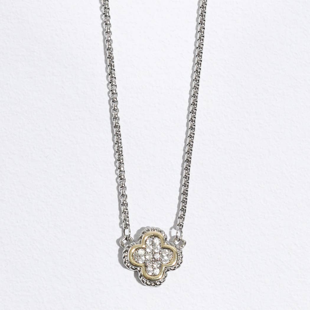 Fashion City - Wholesale Pendant/Charm Necklace - Clover CZ Pave Pendant Chain Necklace11