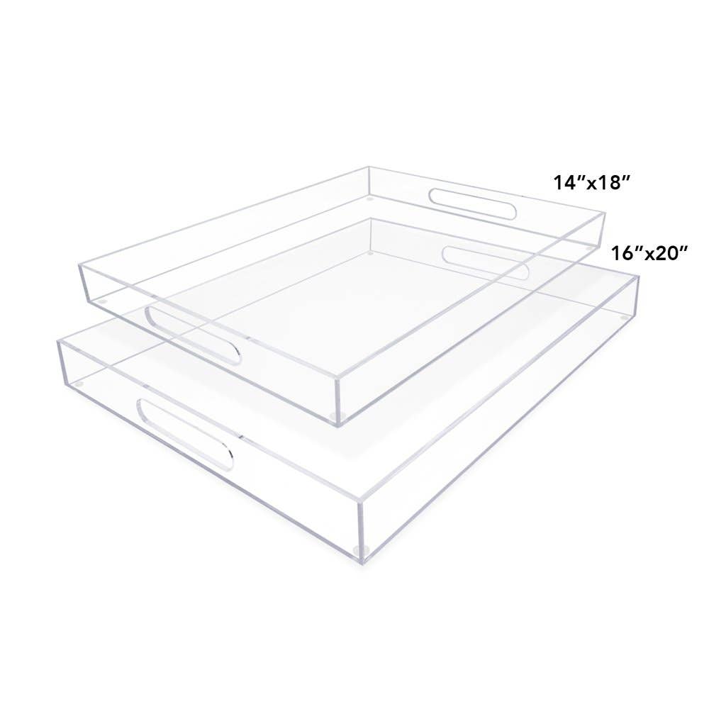 Clair Plateau de service transparent en acrylique avec poignées découpées Isaac Jacobs en vente sur Faire15
