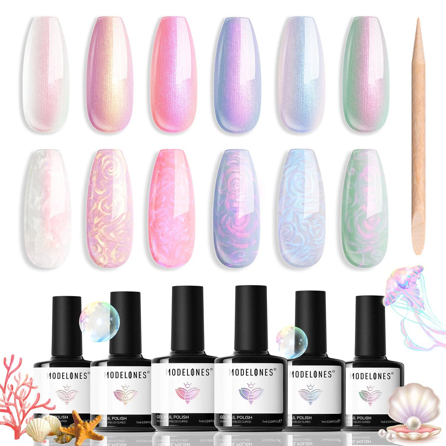 Modelones - Wholesale Nail Polish Set - Mermaid's Shell - 6 Shades Gel Nail Polish Set 7ml0