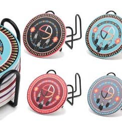 Coaster Set - Medcine Wheel for wholesale by Silicon Valley Textiles, Inc