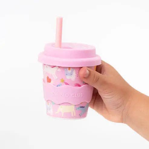 Chino Club UK – wholesale Drinking glass/cup – Kids & Baby – Pink Unicorn Babychino Cup 4oz (Straws Sold Separately)2