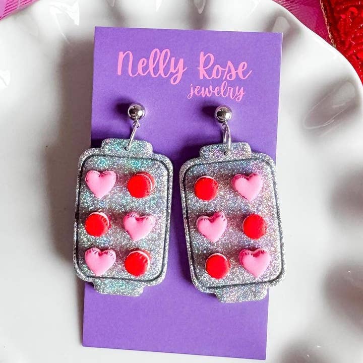 Baking Tray Earrings - Lightweight Clay Red for wholesale by Nelly Rose Jewelry