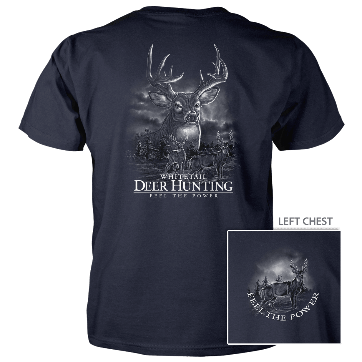 Old Country Outfitters - Vente T-shirt sérigraphié – unisexe - T-shirt en coton peigné « Feel the Power Deer Hunting »11
