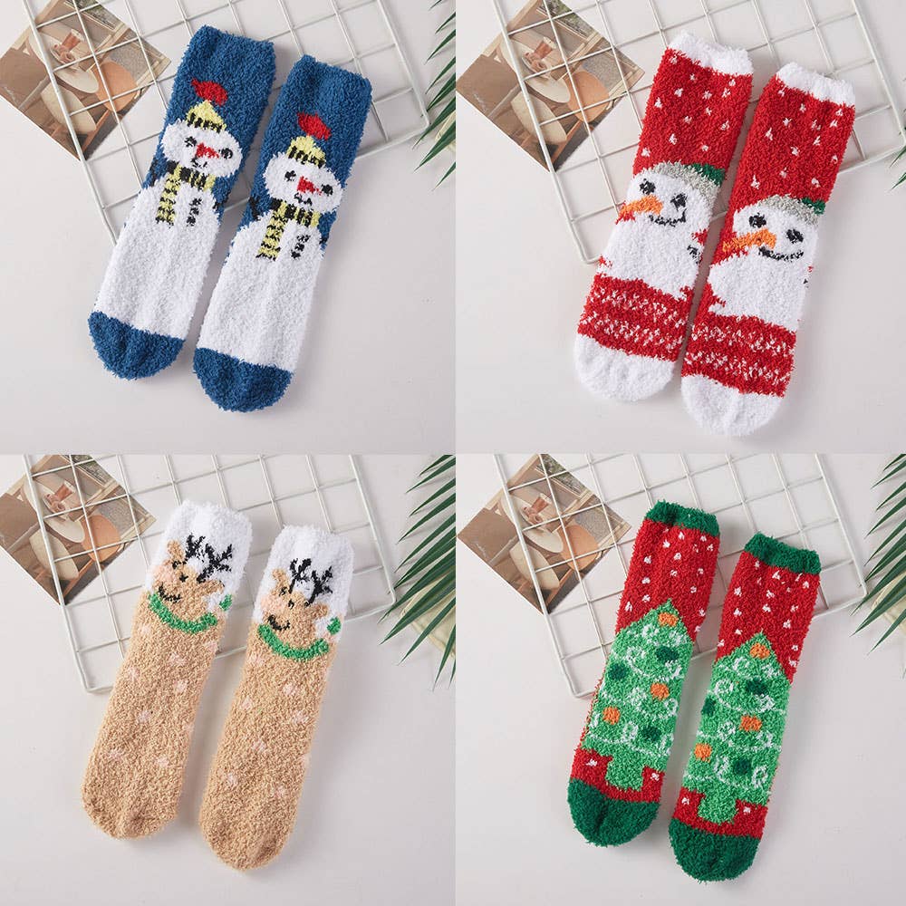 Sensibling Corp. – Großhandel Socken – Damen – 6 Paare - Flauschiges Weihnachtssocken-Set1