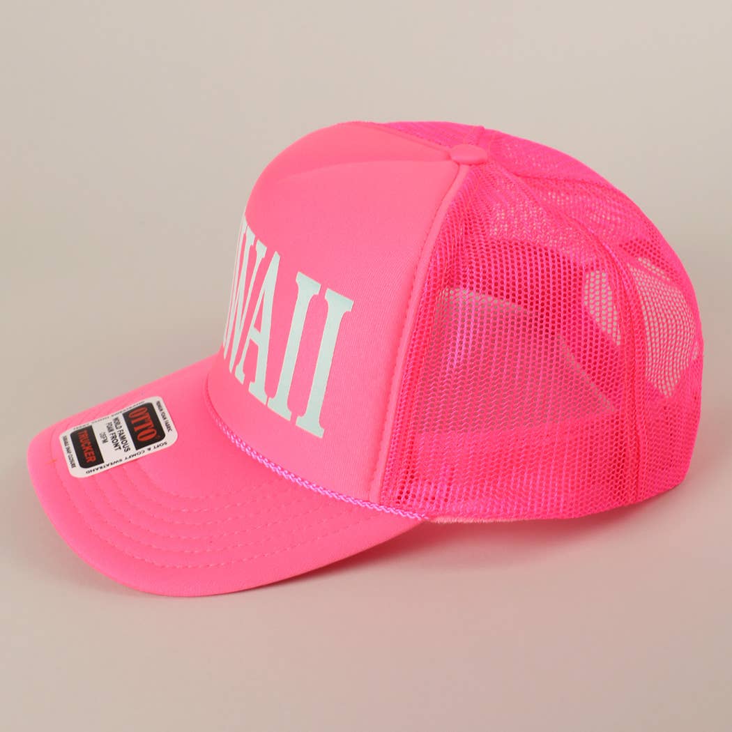 Fashion City - Wholesale Trucker Hat - Unisex - HAWAII Text Printed Mesh Back Foam Trucker Hat8