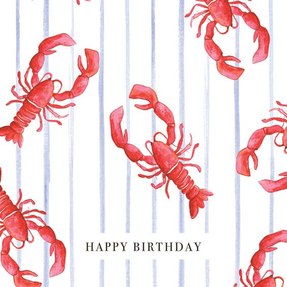 Jessica Frasz Studio - Wholesale Birthday Card - Red Lobster Happy Birthday Coastal Summer greeting card