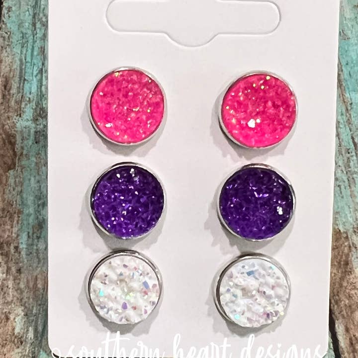 Southern Heart Designs - Wholesale Jewelry Set - 3 pk Earrings - Girly Girl