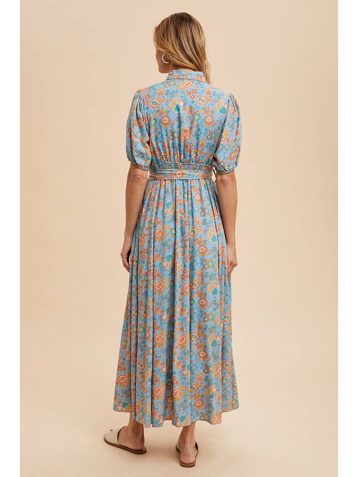 In Loom - Wholesale Dress - Women's - BORDER PRINT BUTTON DOWN MAXI DRESS