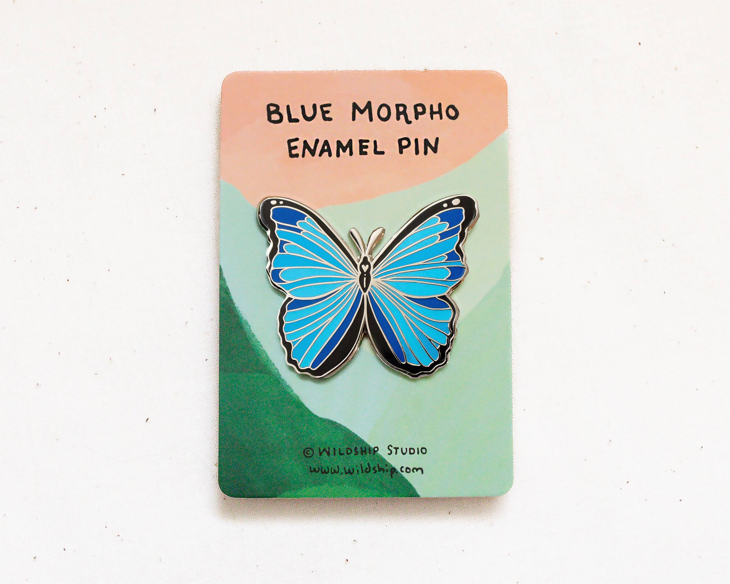 Wildship Studio - Wholesale Lapel Pin/Button - Blue Morpho Butterfly Enamel Pin3
