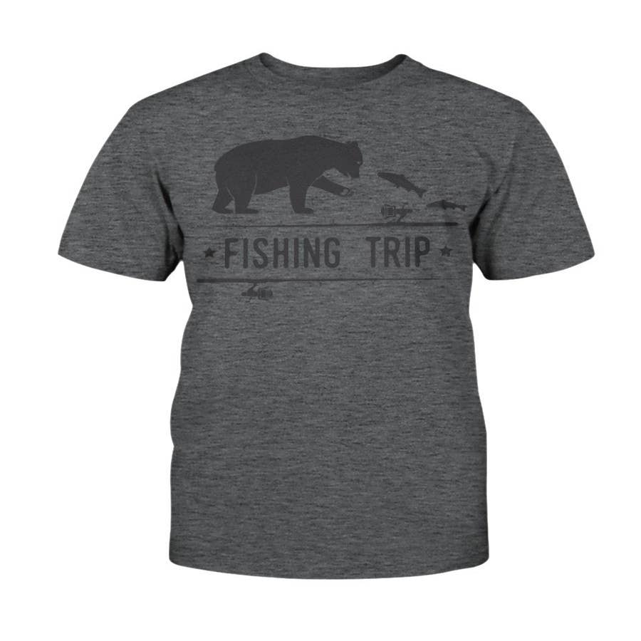 Fishing Action Crappie Adult Short Sleeve T-Shirt-Sports Gray-Large