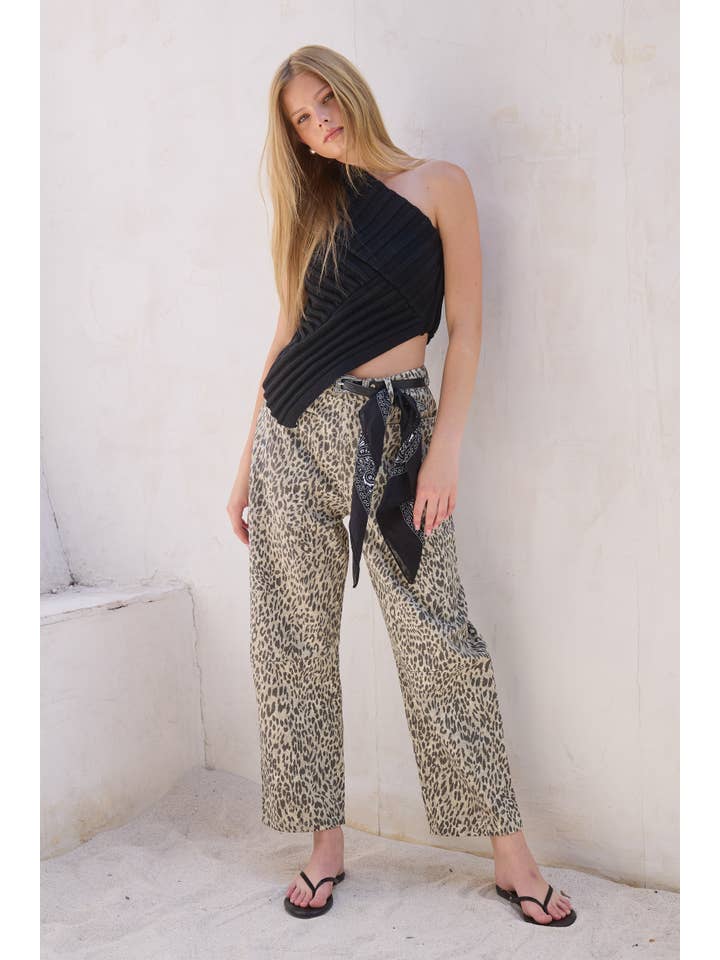 Mimosa - Wholesale Jeans - Women's - Leopard Print Barrel Leg Denim Jeans8