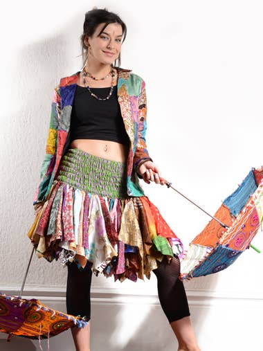 Emma's Emporium - Vente Jupe – femme - Jupe Mouchoir en Sari Recyclé SS031