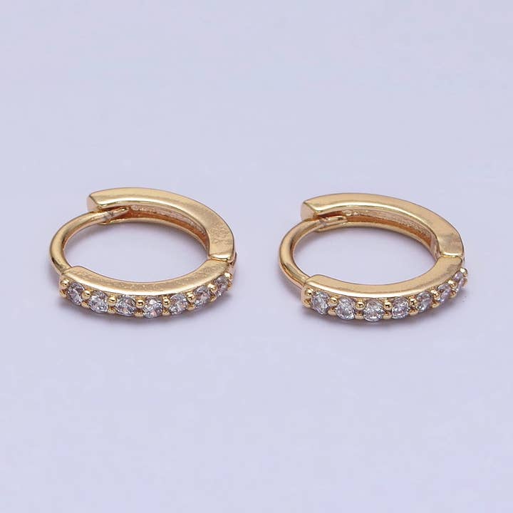 16K guld fyldte klare CZ tynde 12,5 mm brusk øreringe for engroshandel hos Aim Eternal