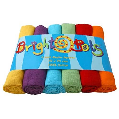 Ljusa Bots 6pk 100% Bomull Muslin Squares Unisex Combo för wholesale av Bright Bots - MerryGoRoundUK Ltd