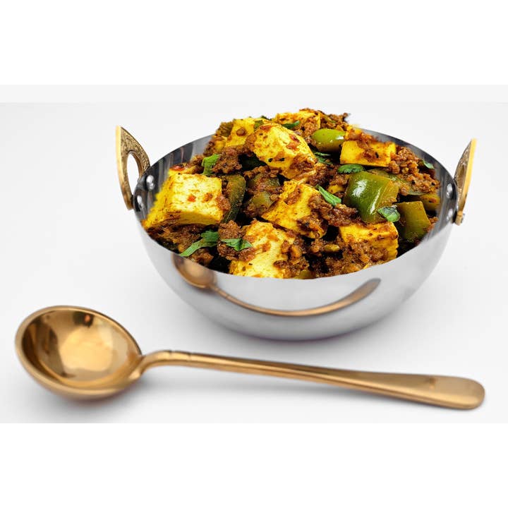 Verve Culture - Wholesale Serve Bowl - Stainless Handi Serving Bowl with Brass Handles2