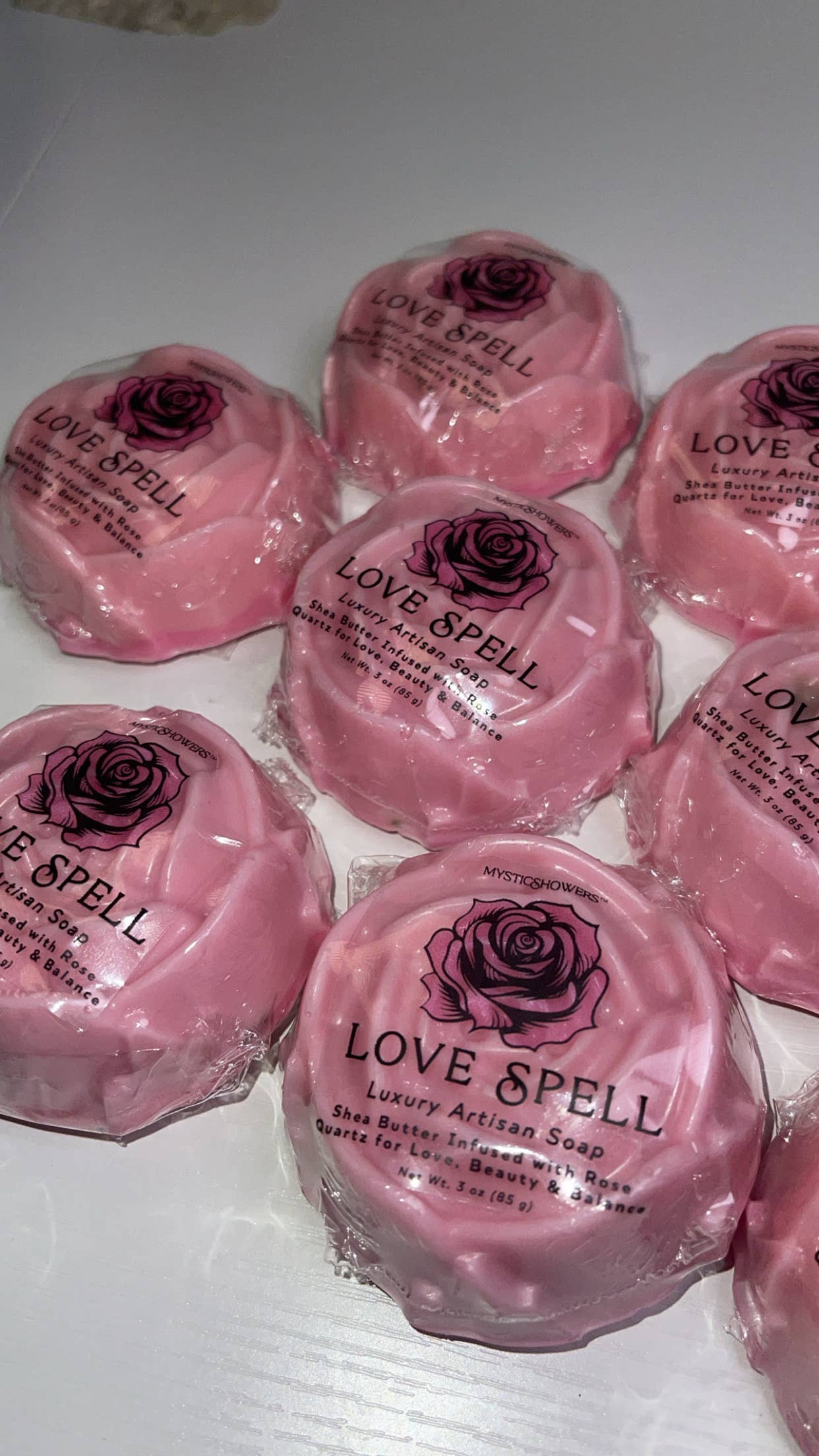 Mystic Showers - Wholesale Bar Soap - Handmade Rose Soaps with Rose Quartz Crystal Inside7