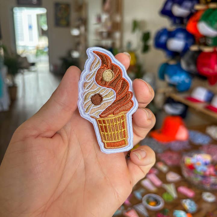 Love Your Mama Studios - Wholesale Patch - Yin Yang Ice Cream Cone Embroidered Iron On Patch1