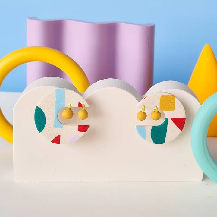 Mono - Wholesale Dangle Earrings - colorful patterned handmade clay earrings in 19 varieties8