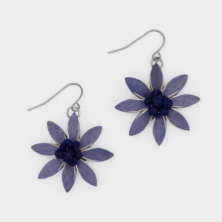 Purple Amaya Flower Earrings for wholesale by Sylca Designs