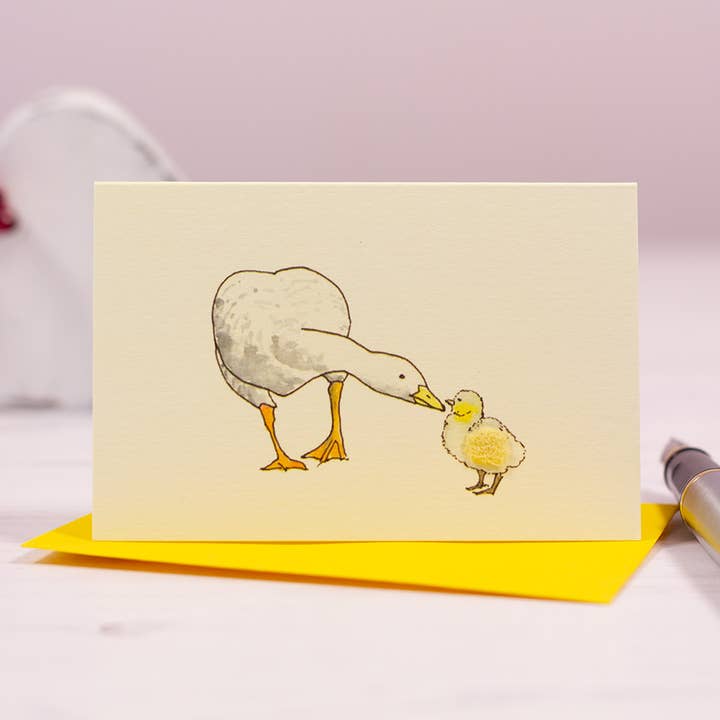 Papersheep UK - Wholesale Baby Card - Goose & Gosling mini card | wool detail | New Baby & Easter