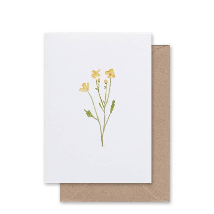 Buttercup Stem Watercolor Greeting Card — Blank Inside for wholesale by Daydream Paper Studio