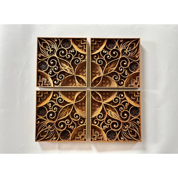 4 Piece Mandala Wood Wall Decor for wholesale by BHDecor