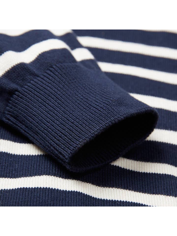 Paul James Knitwear - Wholesale Gebreide trui - Heren - Lichtgewicht katoenen gestreepte Bretonse trui voor heren6