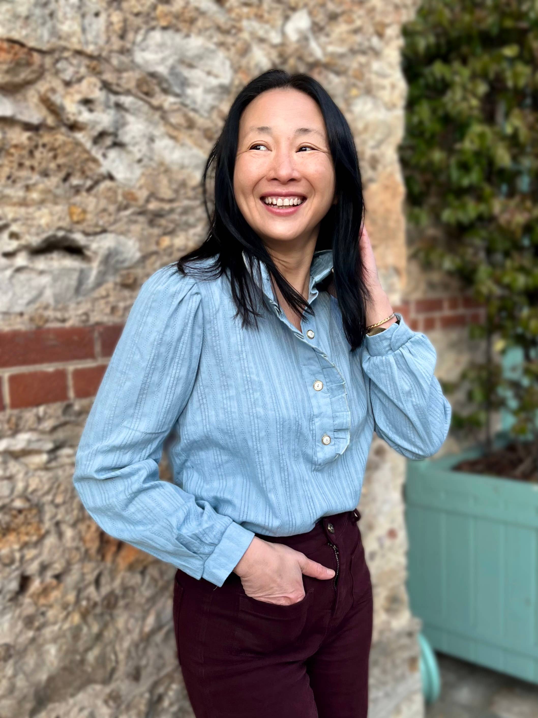 MY DRESS MADE - Wholesale Blouse - Women's - IRIS sky blue embroidered fabric - 100% cotton2