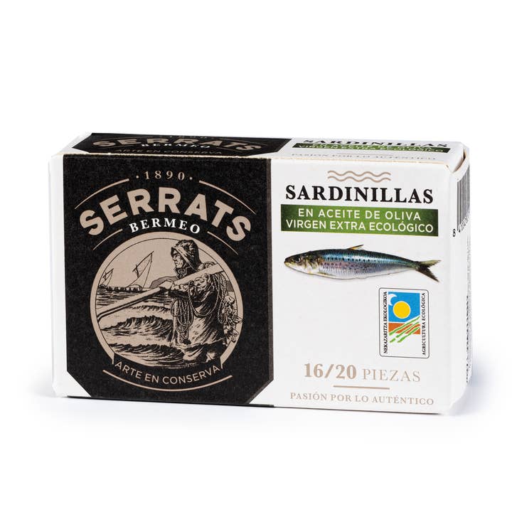 Sardiner i EKOLOGISK extra jungfruolja för wholesale av Conservas Serrats