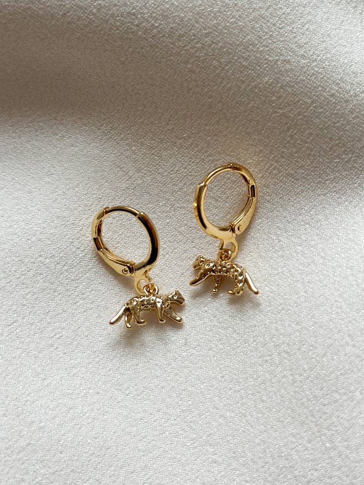 The Wildlife Collection - 18k Gold Leopard Huggie Earrings for wholesale by Ellis Grey Jewellery