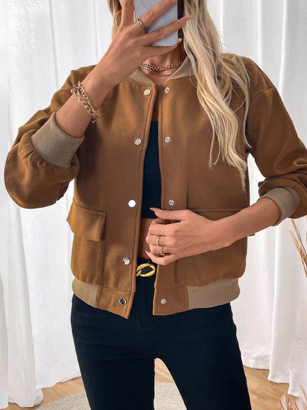 Ståkragejacka Cardigan Fickrock för kvinnor för wholesale av Lovesoft