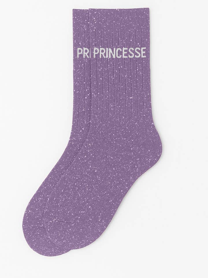 ChoO - Wholesale Socks - Kids - "Princess" Message Glitter Socks Purple1