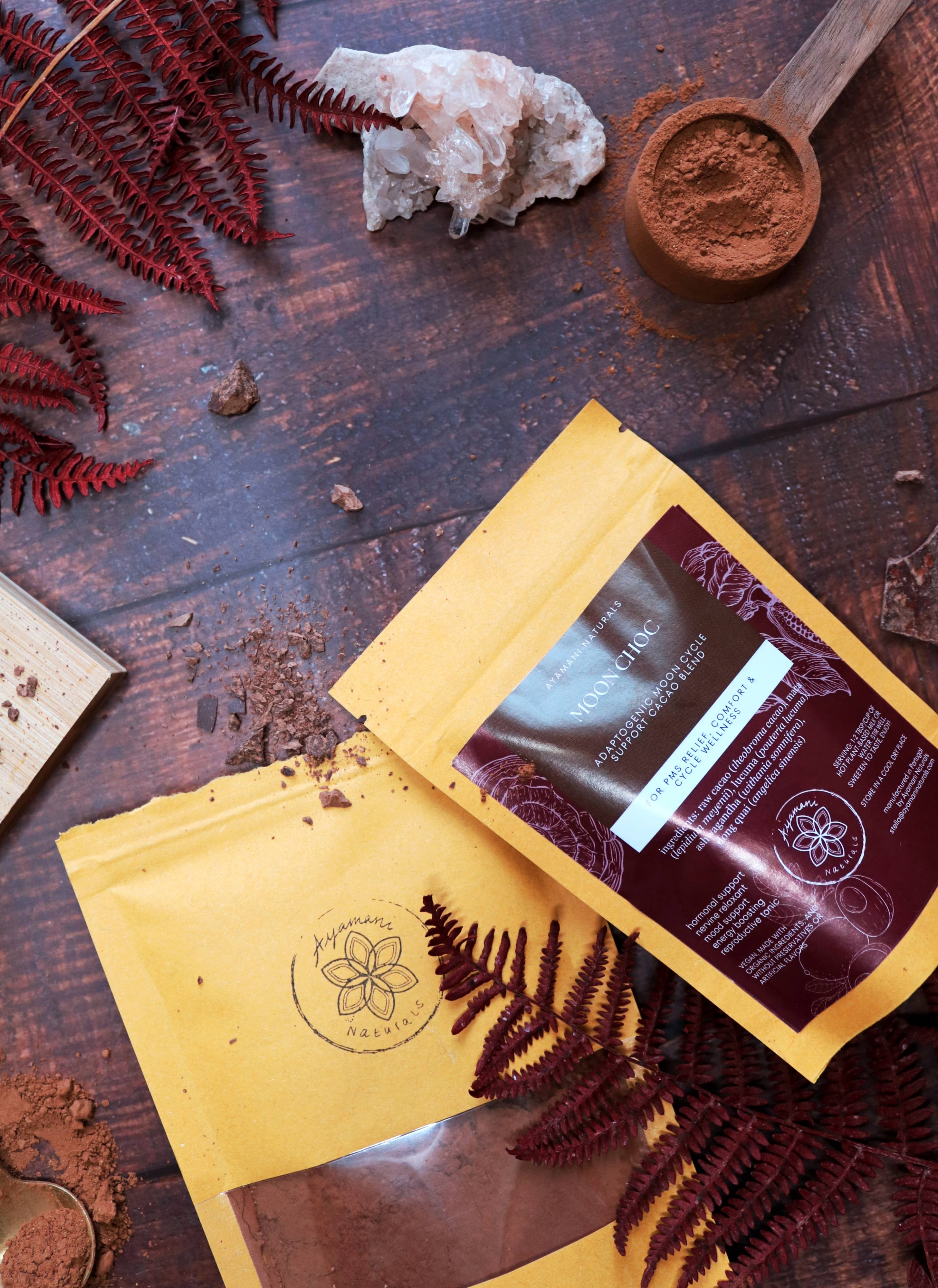 Ayamani Naturals - Wholesale Hot Cocoa Mix/Kit - Moon Choc PMS Relief Hot Chocolate, Fair Trade Cacao4