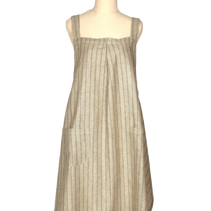 Raine & Humble - Wholesale Apron - Apron Provincial Stripe Burnt Olive- Pinafore