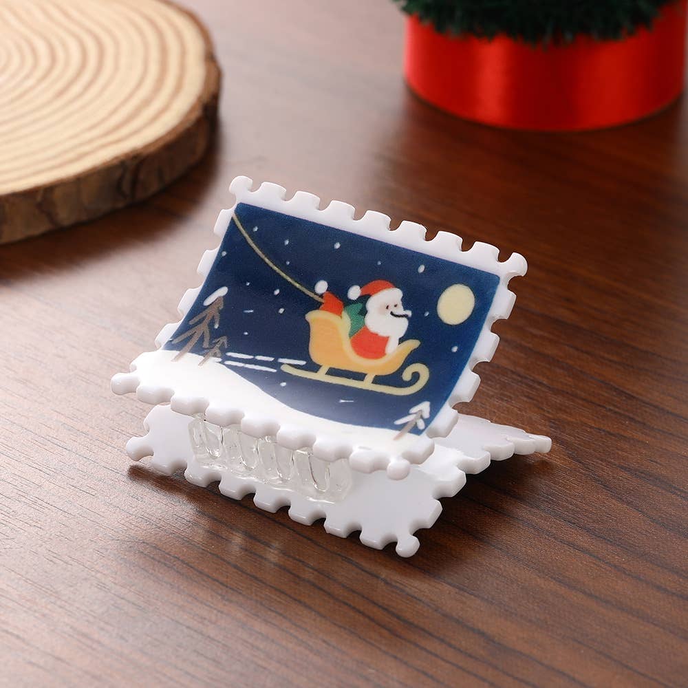 SoapElenGlen - Vente Pince à cheveux – femme - Barrette Timbre-Poste & Carte Postale à Thème de Noël0