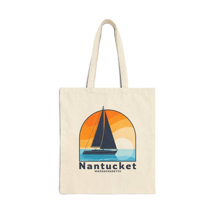 Nantucket, Massachusetts Tote Bag Sailboat for wholesale by Hey Mountains